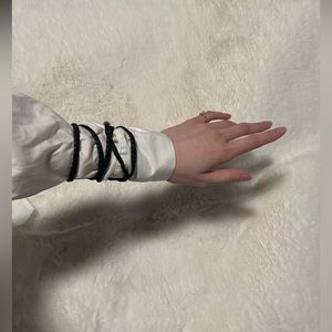 CHROME HEARTS Leather Braid w/Spike Bolo Tips